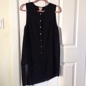Black Sheer Silk Asymmetric H&M Top
