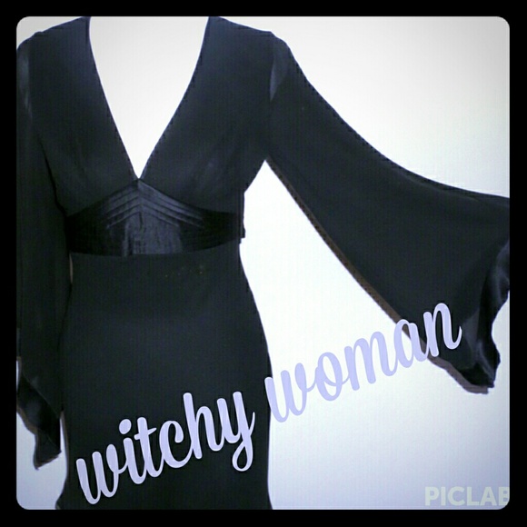 Bell sleeve black dress by Express