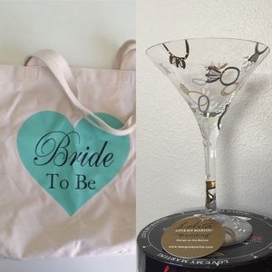 Bundle - canvas Bride to Be tote & martini glass