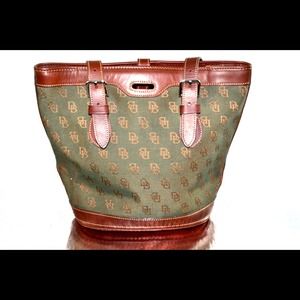 Green leather trim satchel