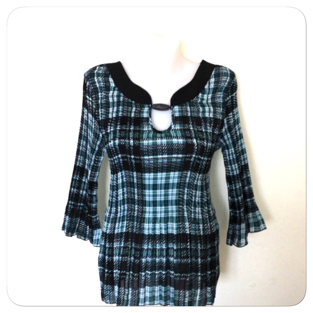 Plaid Pleated Top
