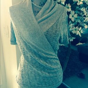 Oatmeal color wrap sweater top!