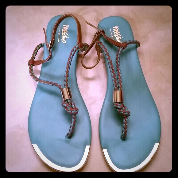 *reduced price* aqua brown and gold sandals