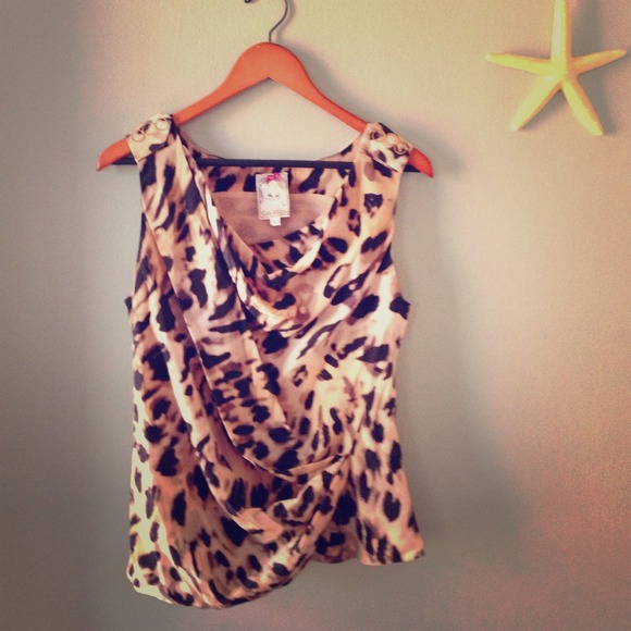 Animal print silk top