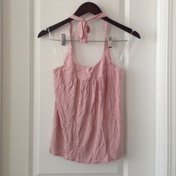 Lux light pink and brown polka-dotted tank top
