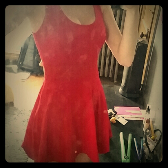 Red forever 21 dress with lace stomach