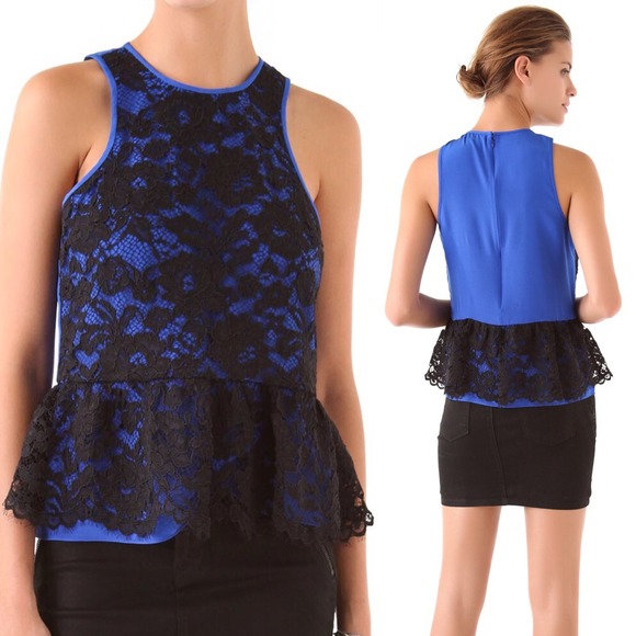 Tibi Lace Peplum Top