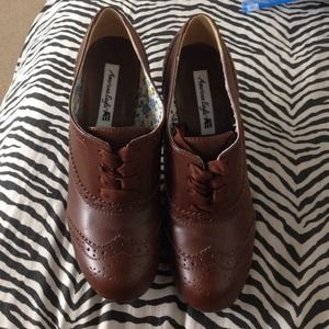 Shoes - 🎉HP🎉Brown high heeled Oxfords w/ribbon laces Shoes - 🎉HP🎉Brown high heeled Oxfords w/ribbon laces