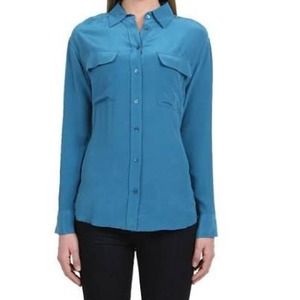 Equipment Signature Blouse in Sapphire Blue