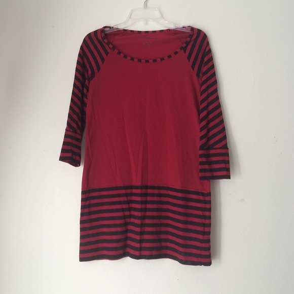 Red and Black Striped Blouse