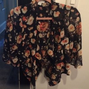Black floral kimono
