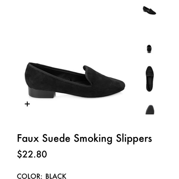 Faux Suede Smoking Slippers (Black)