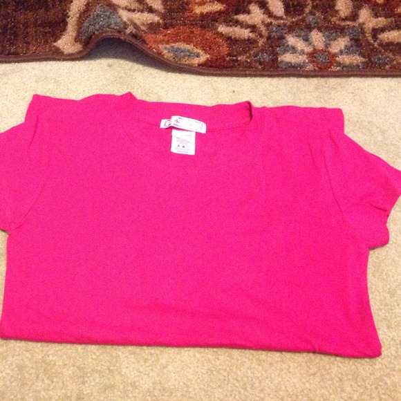 Pink shirt.