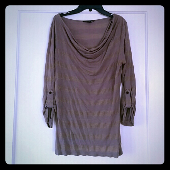 Brown and gold striped top