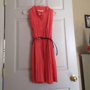 Coral belted dress