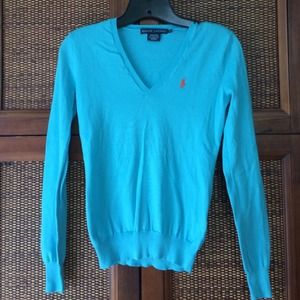 Polo sweater with orange horse