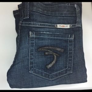Frankie B. Flare Jeans w/ Snake Skin Logo Size 2