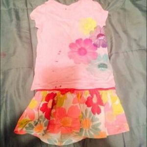 3t/4t girls flower top and skirt