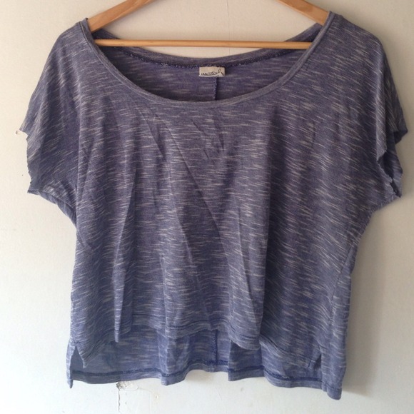 REDUCED Cropped striped blue and white shirt