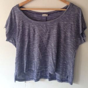 REDUCED Cropped striped blue and white shirt