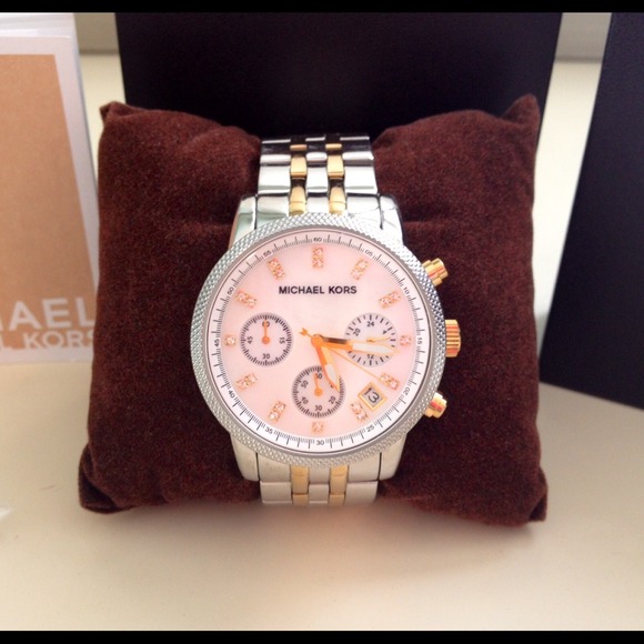 Michael Kors Jewelry - Michael Kors Silver And Gold Chronograph Watch