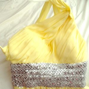 Floor length yellow gown