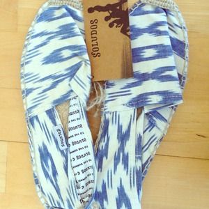 Soludos blue and white ikat flat espadrilles
