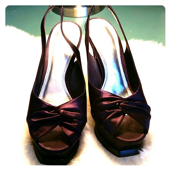 BeBe Satin Platform Slingback Heels