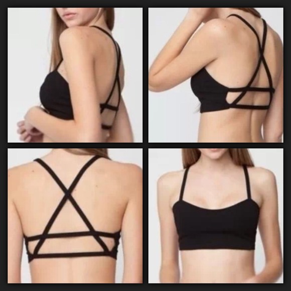 Tops - Black Padded Crisscross Bra