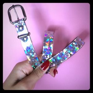 High waisted holographic belt 1990s