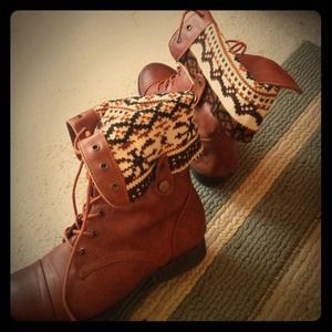 Brown combat boots