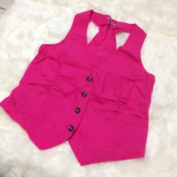 Hot Pink Racerback Linen Vest - Picture 2 of 4