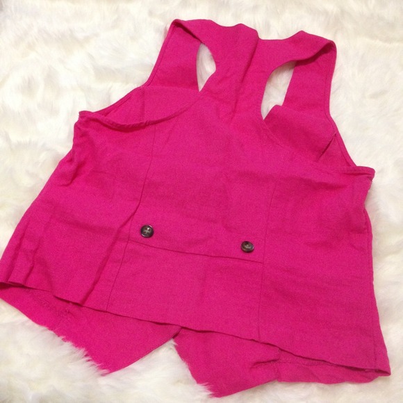 Hot Pink Racerback Linen Vest - Picture 4 of 4