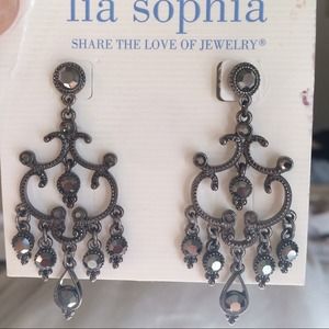 Lia Sophia hematite dangle earring.