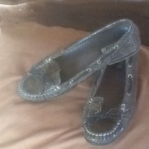 Sherry flat loafers and Minnetonka red bundle.