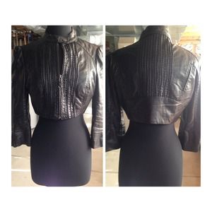 Bebe Black Leather Crop Jacket