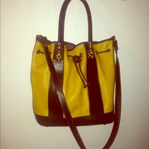 Valentina Purse! Mustard Yellow and Brown Leather!