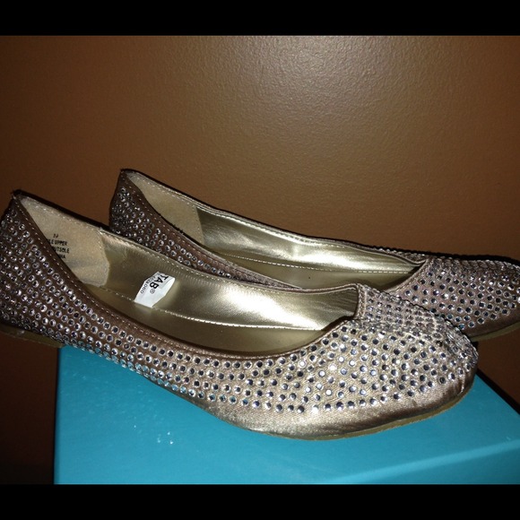 Nude gem covered flats