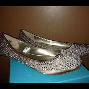 Nude gem covered flats