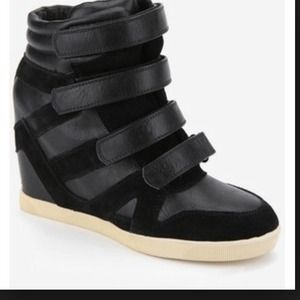 BDG black leather sneaker wedges