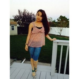 Pink and White Polkadot Sheer Tank Top