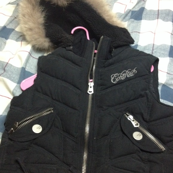 Ecko jacket vest fur hoodie medium