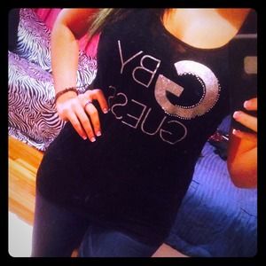 G by Guess semi see through black tank top.