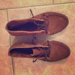 Brown moccasin shoes