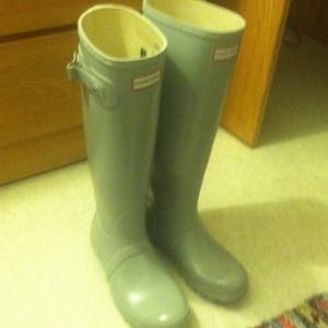 Gray Gloss Tall Hunter Rain Boots