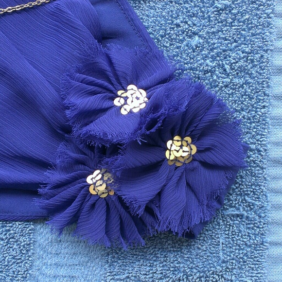 🐼🐼 Indigo Asymmetrical Sequin Blouse - Picture 3 of 4