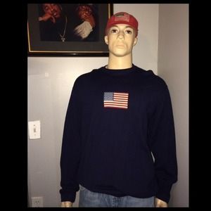 Vtg mens polo sport USA flag sweAter rare