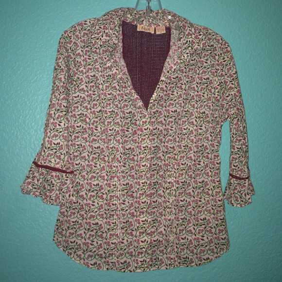 Fork for Anthropologie Pintucked & Mesh Back Shirt