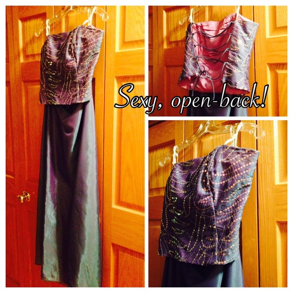Two piece formal dress, purple and blue shimmer.