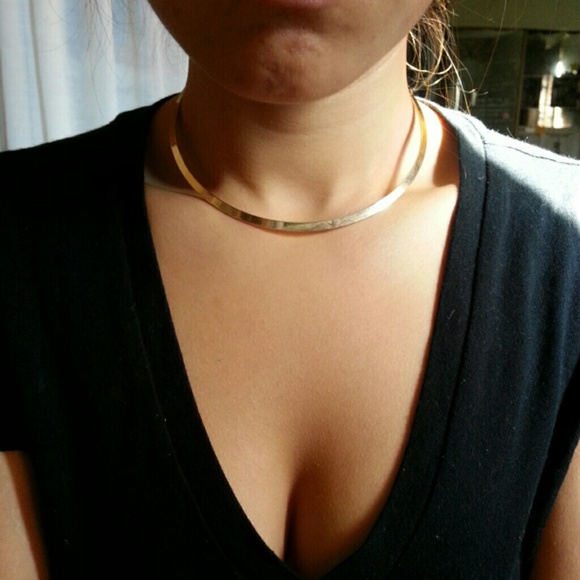 NEW-Choker necklace w/chains hanging in the back